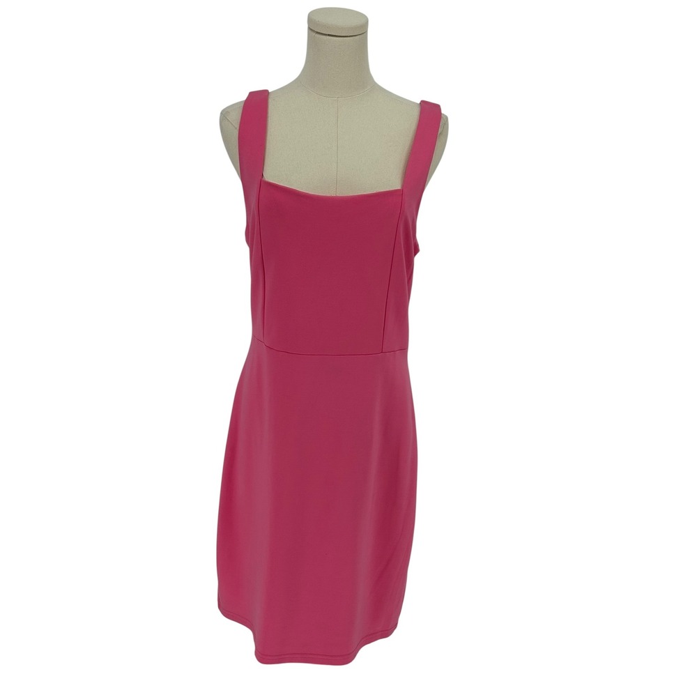 Pink Lily Sheath Dress Pink Square Neck Low Back 2XL